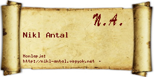 Nikl Antal névjegykártya